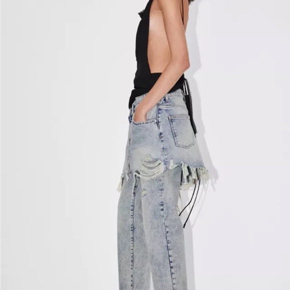 Zara NWT women's straight leg layered jeans size 40 (size 8 US) - Picture 4 of 9